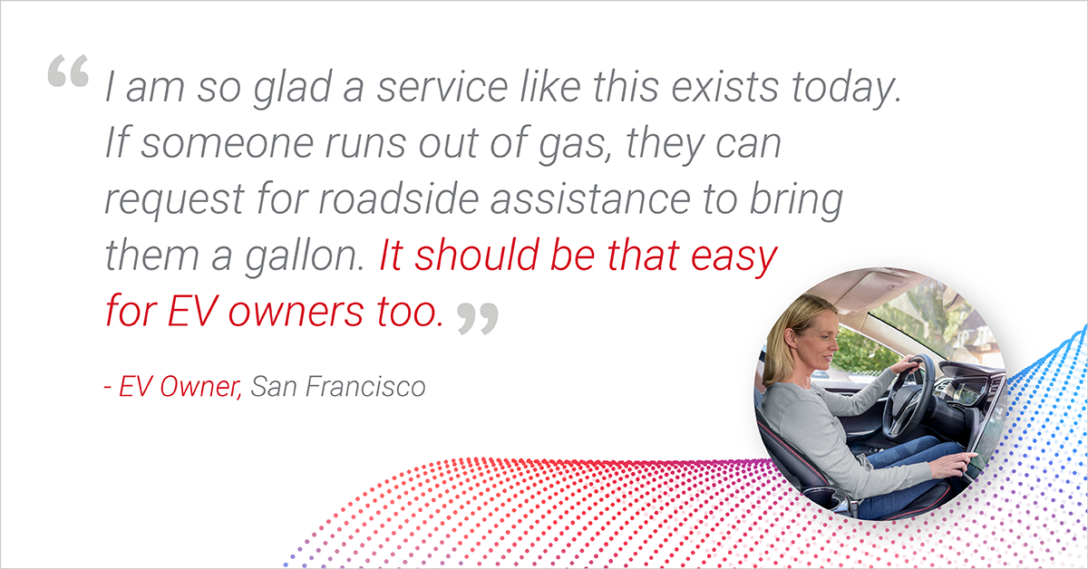 If someone runs out of gas, they request for roadside assistance to bring them a gallon. It should be that easy for EV owners, too.