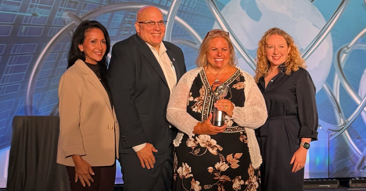 Agero’s Beth Davidson Wins 2026 BostonCMO ORBIE® Award June 2026; Photo left to right: Samira Bowles, Bernie Gracy, Beth Davidson &amp; Jeannine Booton.